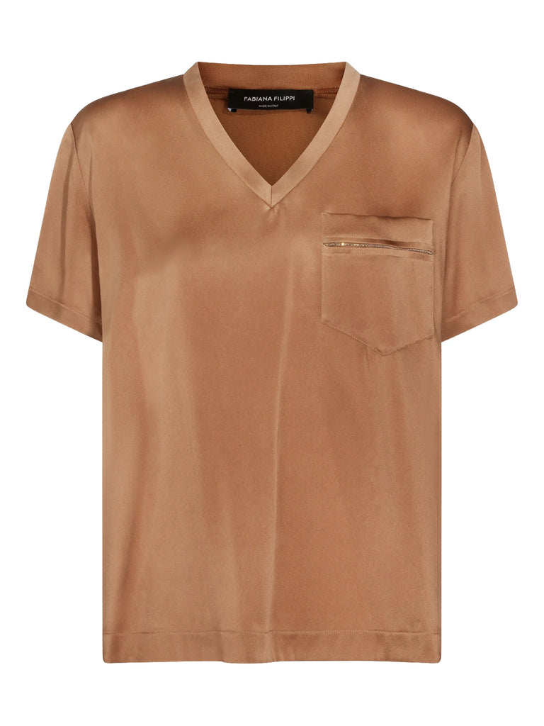 pocket V-neck T-shirt