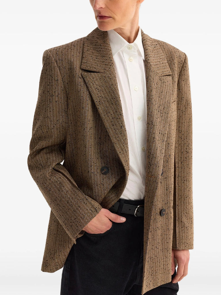 herringbone double-breasted blazer