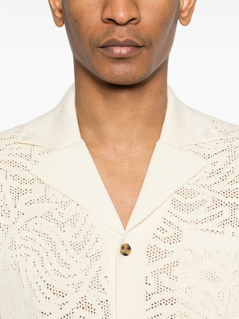 Openwork collared shirt