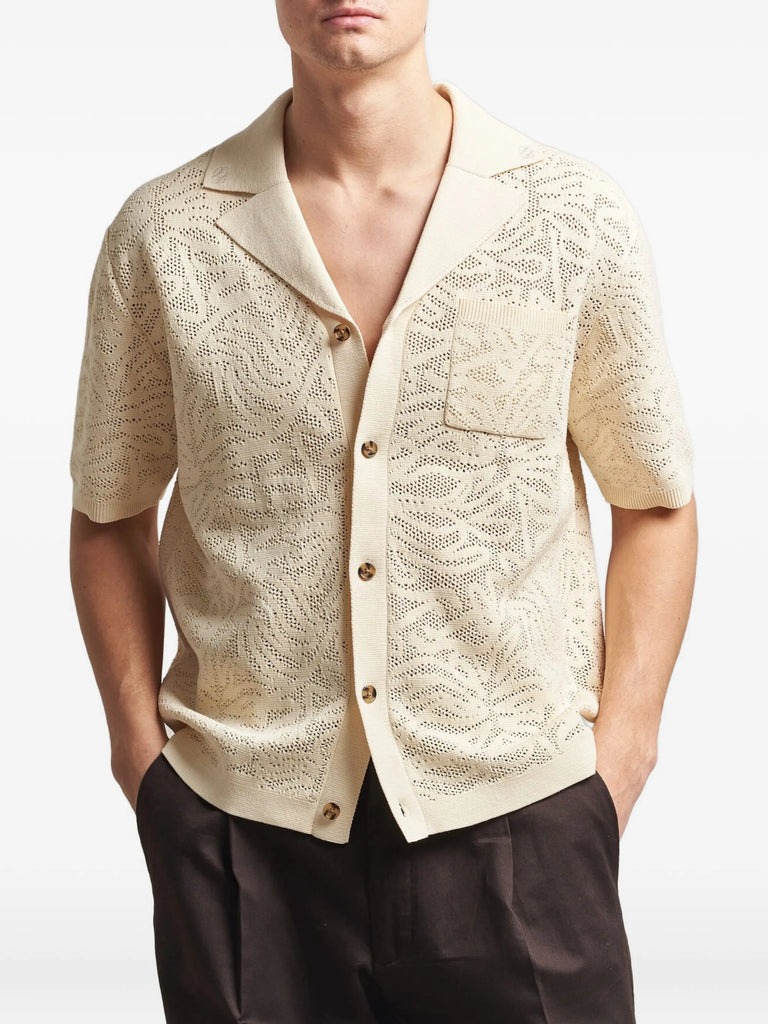 Openwork collared shirt