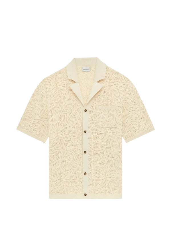 Openwork collared shirt