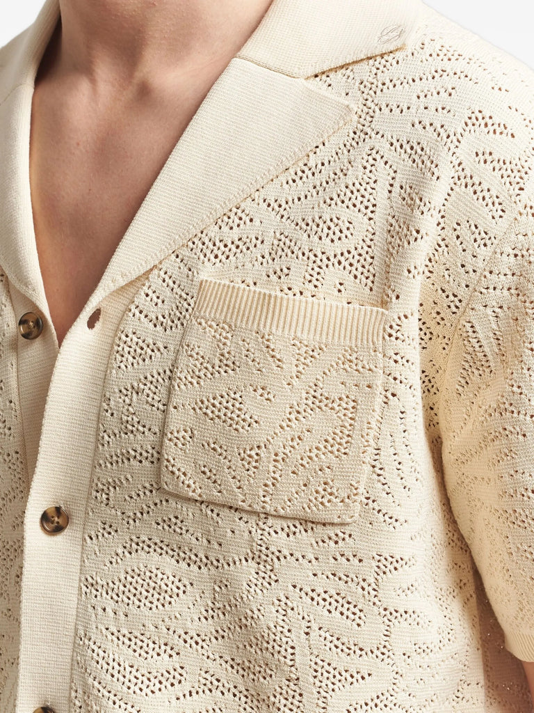 Openwork collared shirt