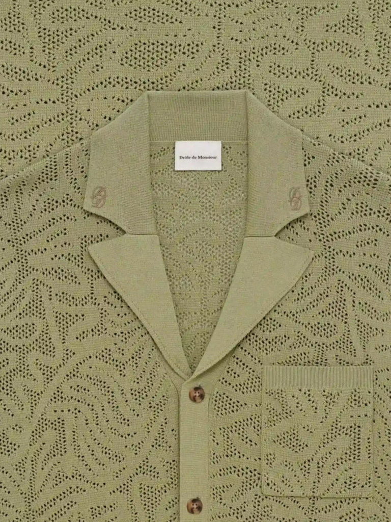 Openwork collared shirt