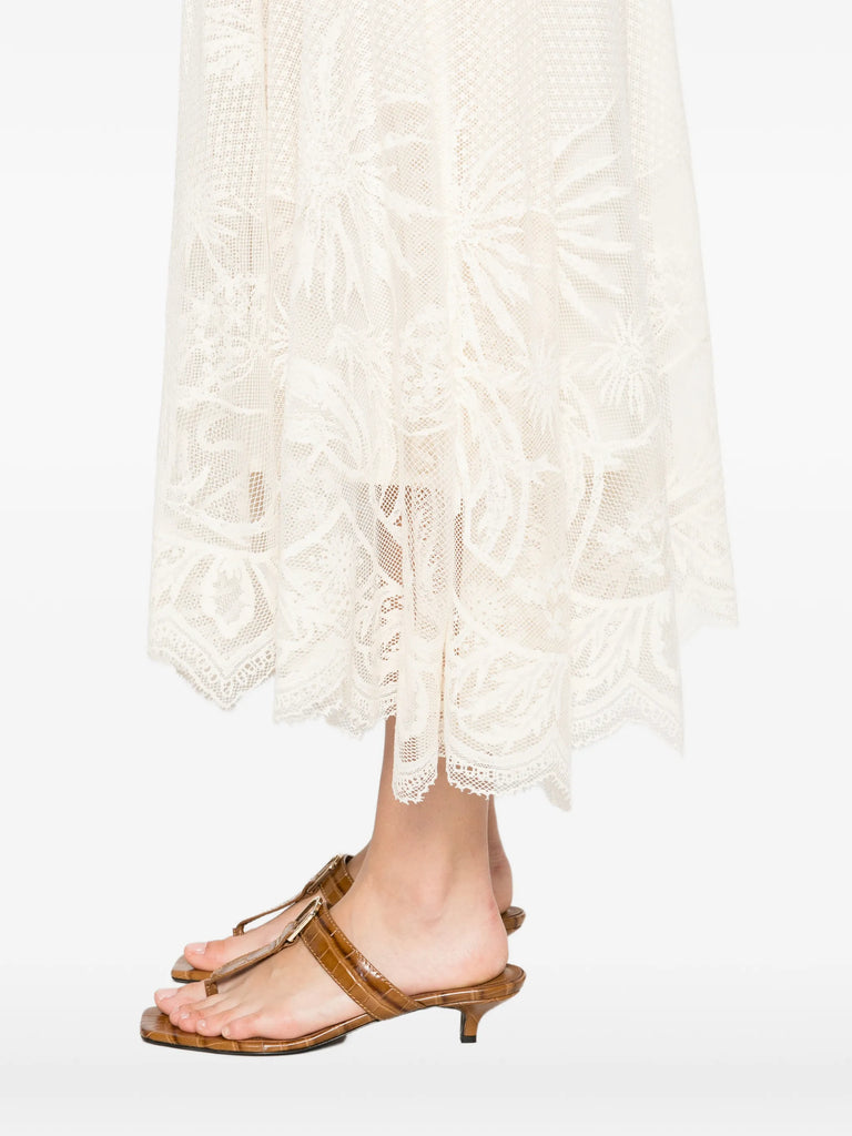 Lace floral embroidered skirt