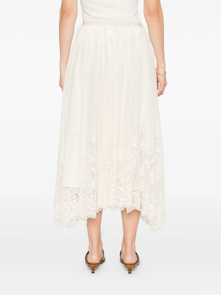 Lace floral embroidered skirt
