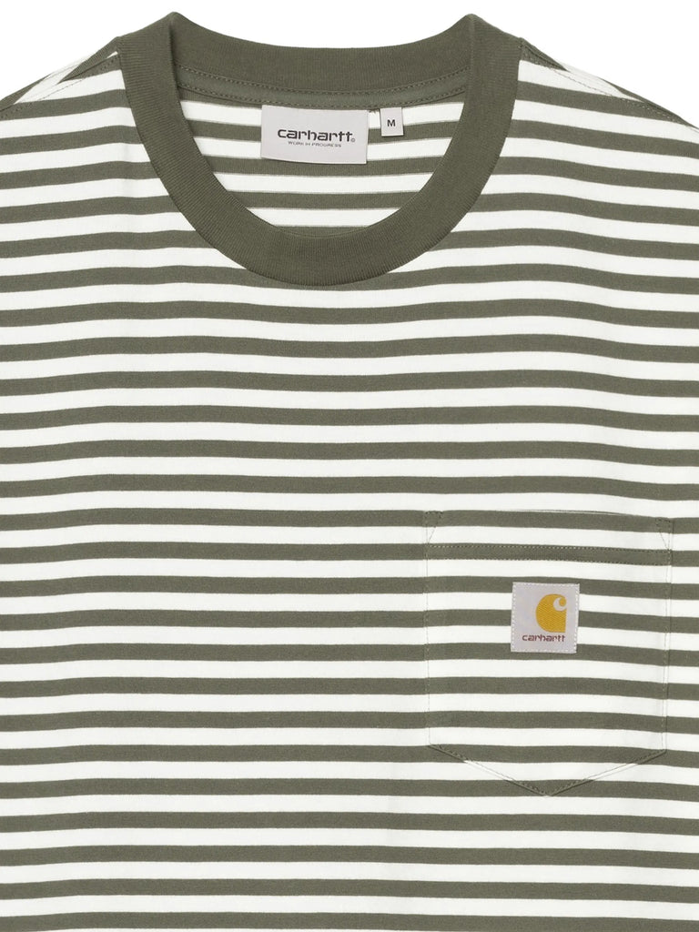 Ezra logo striped pocket T-shirt