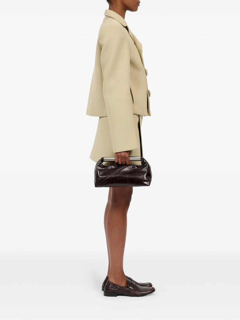 metallic-handle leather tote bag