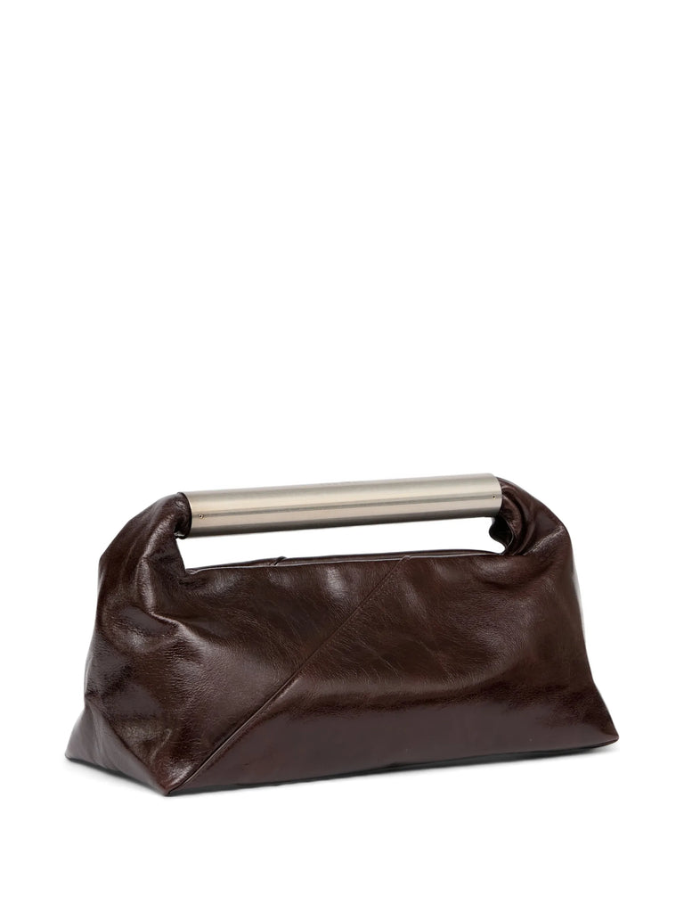 metallic-handle leather tote bag