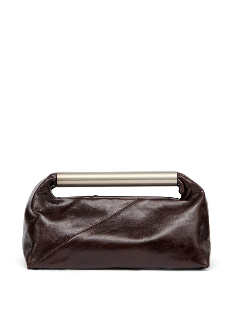 metallic-handle leather tote bag