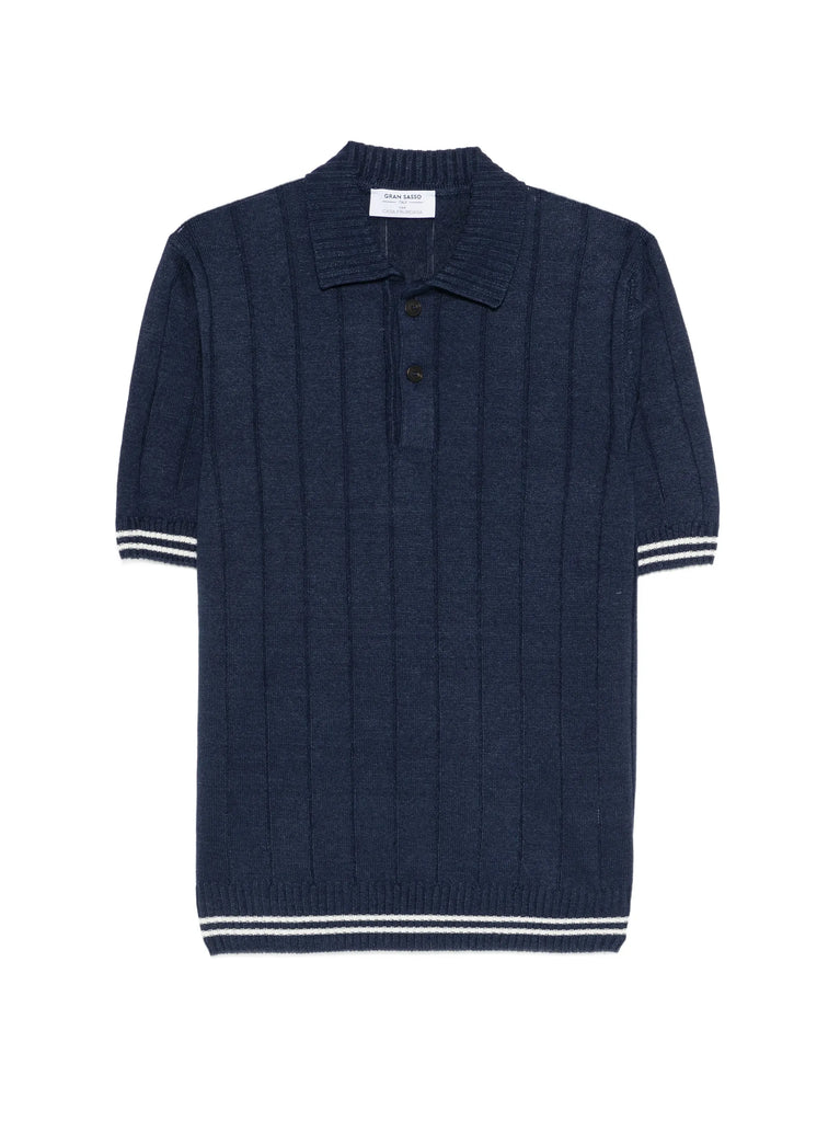 ribbed-knit polo shirt