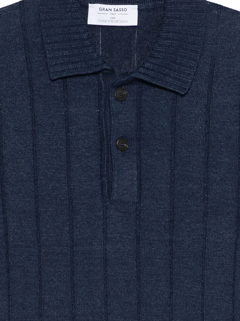 ribbed-knit polo shirt
