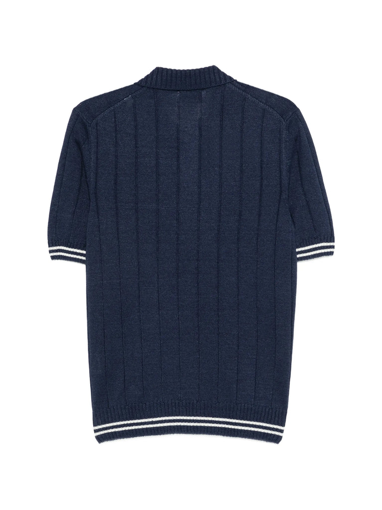 ribbed-knit polo shirt