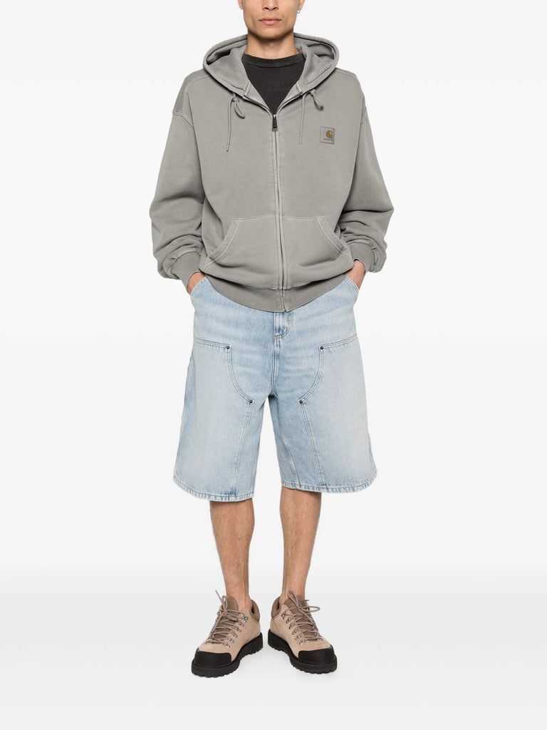 zip-fastening hooded sweatshirt