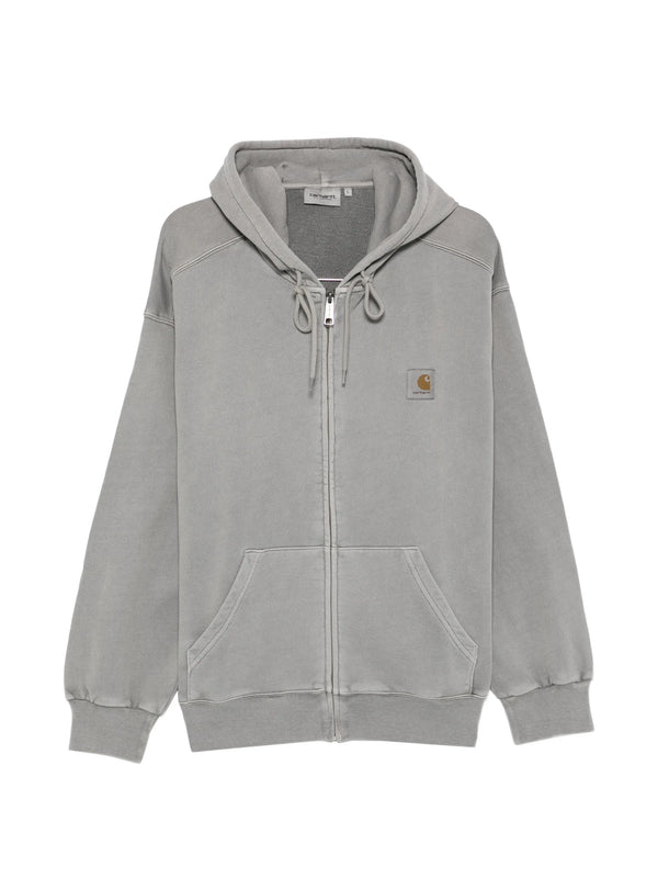 zip-fastening hooded sweatshirt