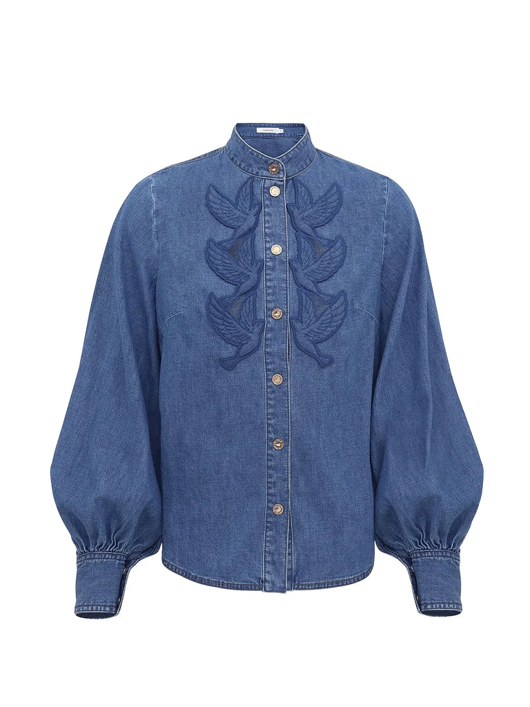 button denim shirt