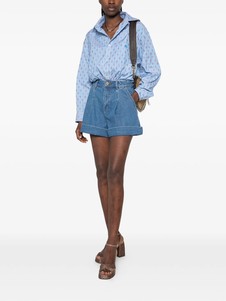 pleated cuffed shorts