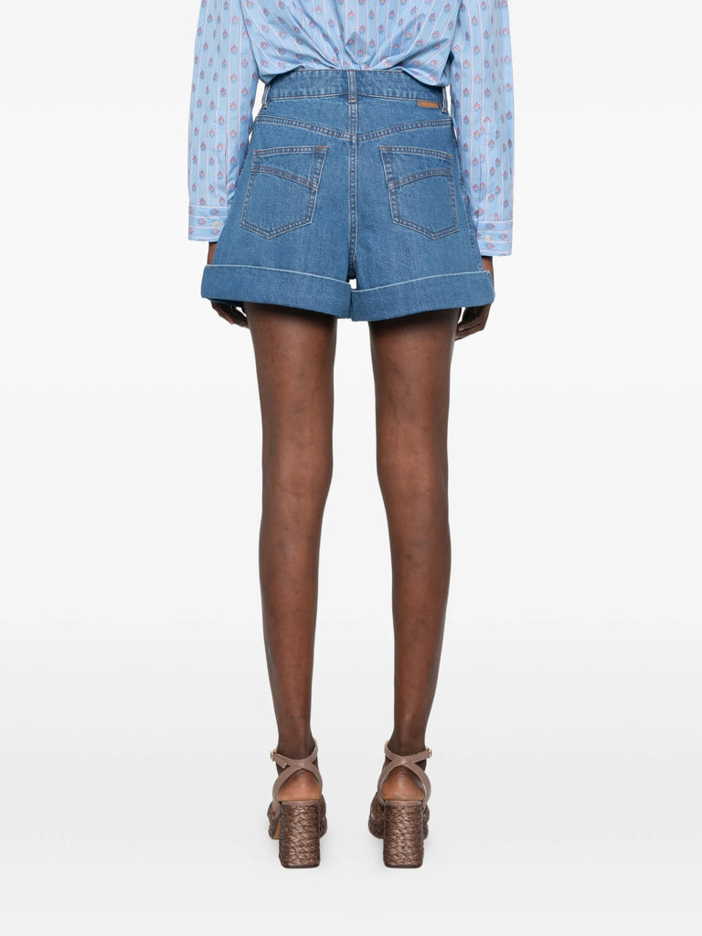 pleated cuffed shorts