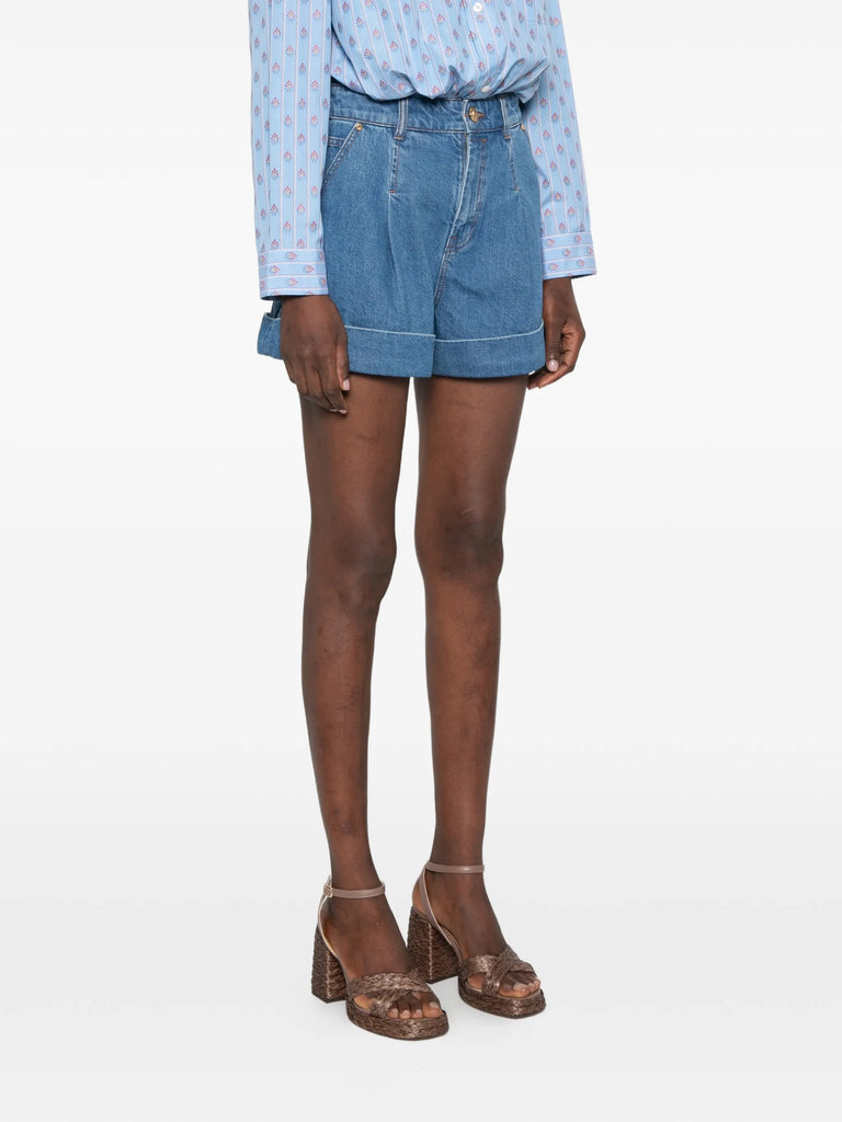 pleated cuffed shorts