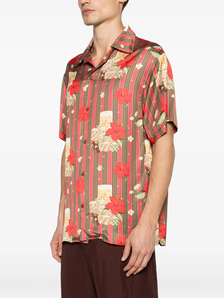 Hibiscus Club striped shirt