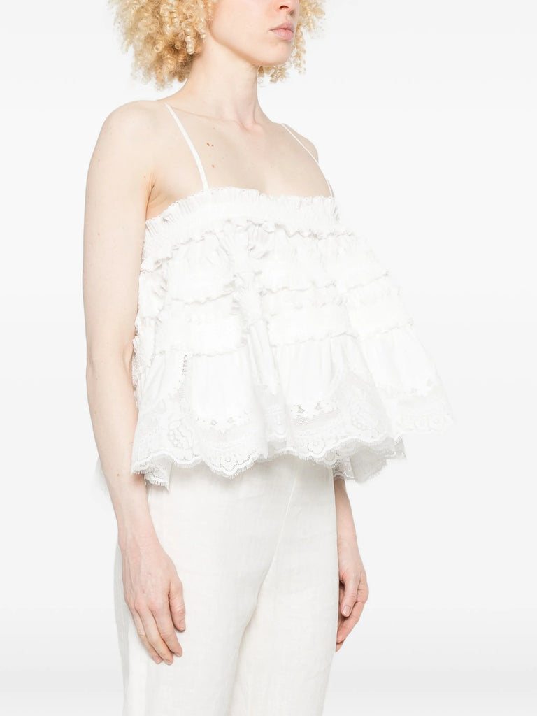 Alchemy ruffled-lace top