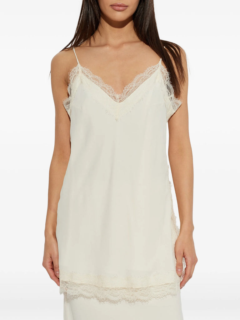 short lace V-neck top