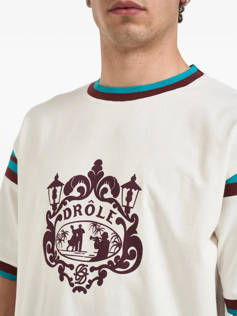 Dancers graphic-print striped-trim T-shirt