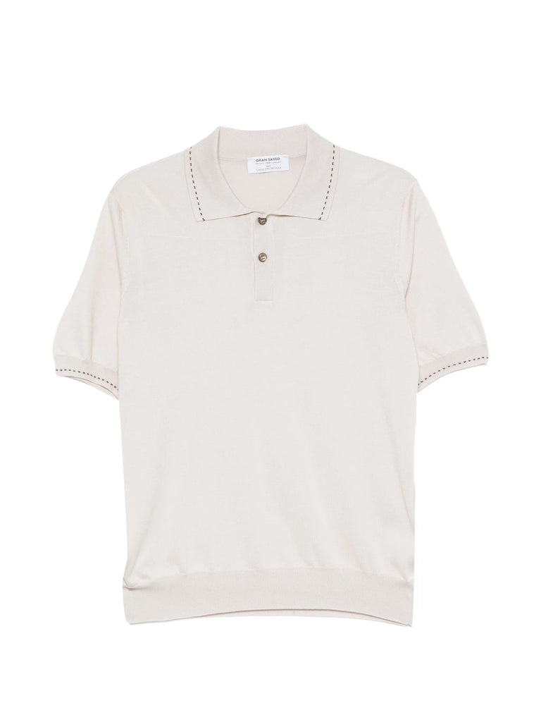 embroidered-trim short-sleeve polo shirt