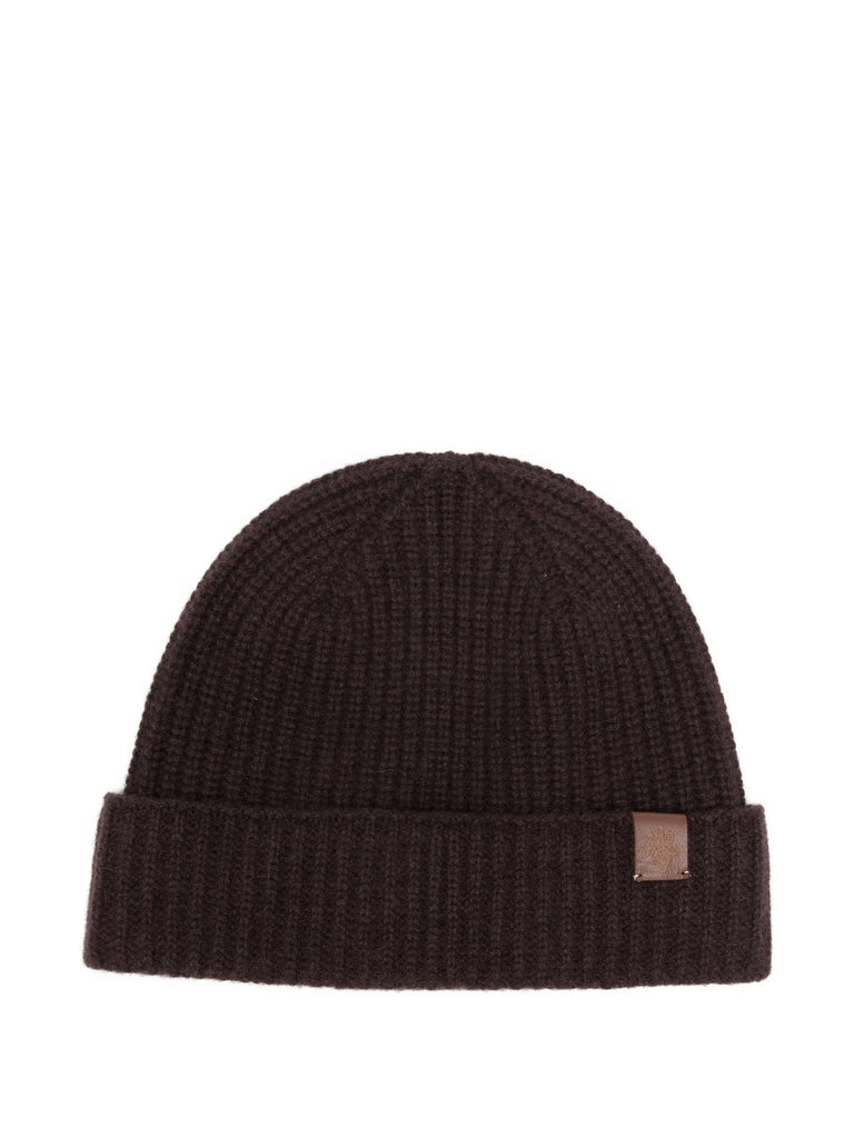 ribbed-knit cashmere beanie hat
