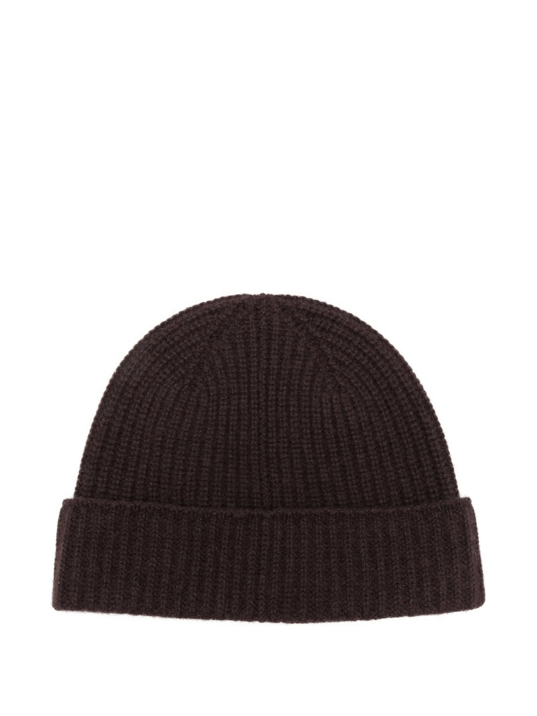ribbed-knit cashmere beanie hat