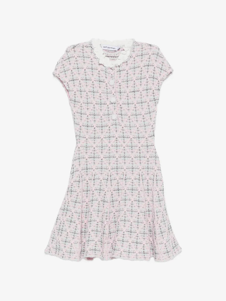 check knit beaded mini dress