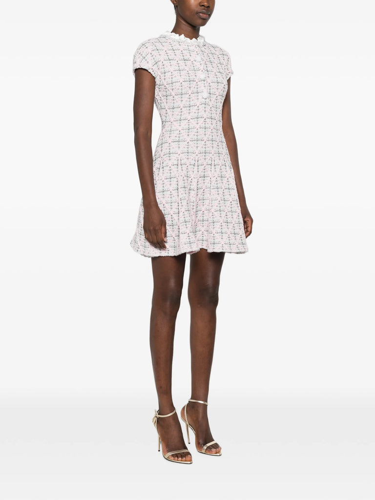 check knit beaded mini dress