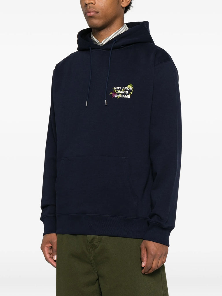 embroidered-slogan hoodie