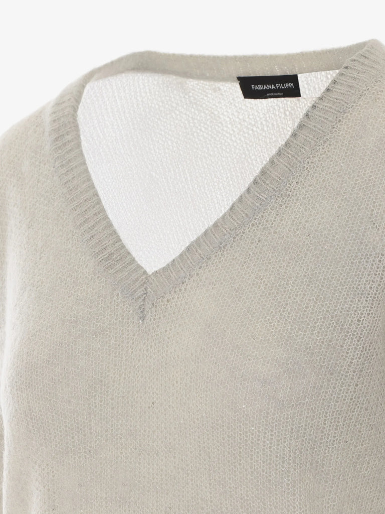 sequin-embellished V-neck sweater
