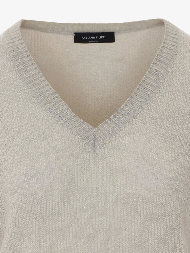 sequin-embellished V-neck sweater
