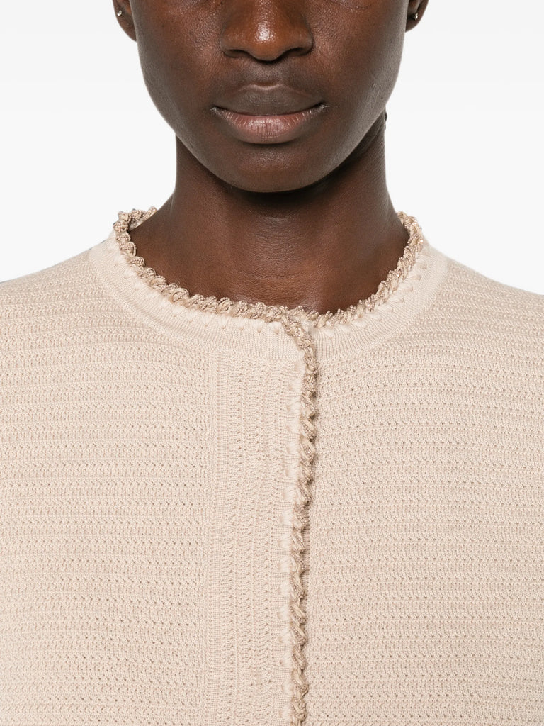 textured-trim cardigan