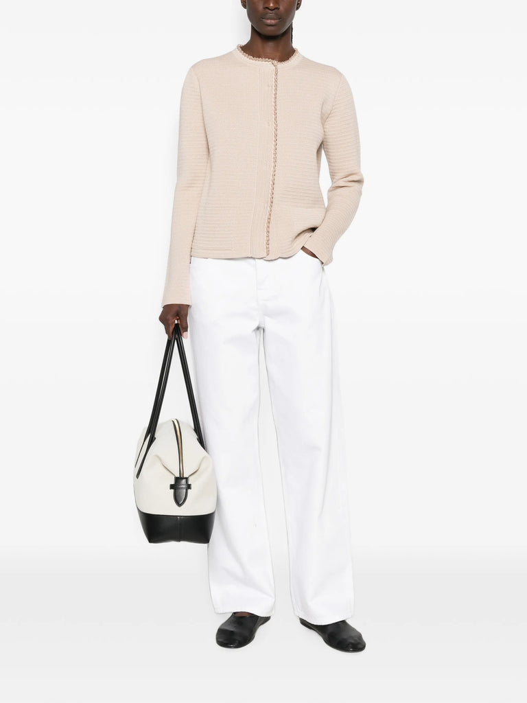 textured-trim cardigan