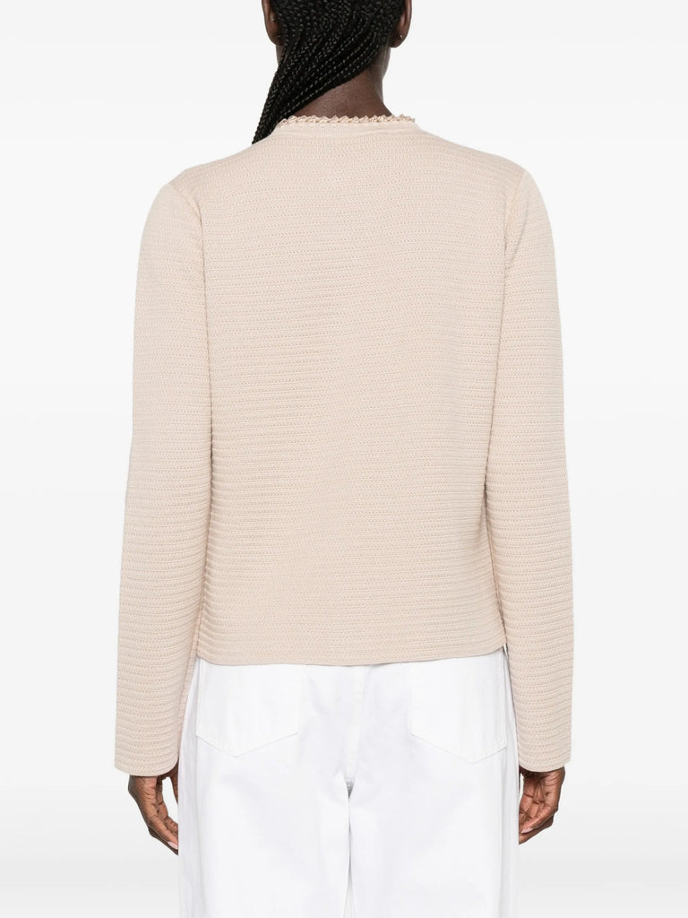 textured-trim cardigan