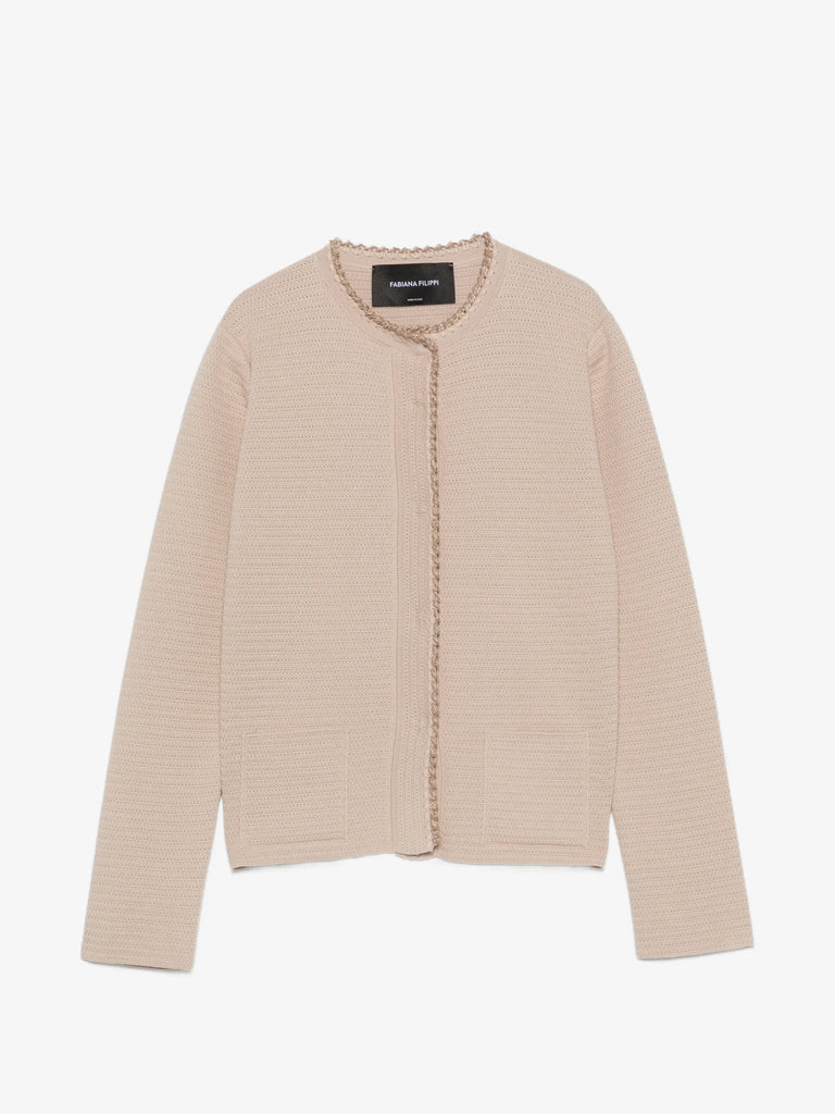 textured-trim cardigan