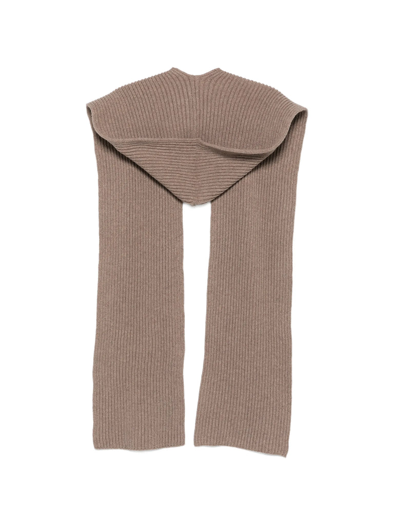 ribbed-knit hooded scarf