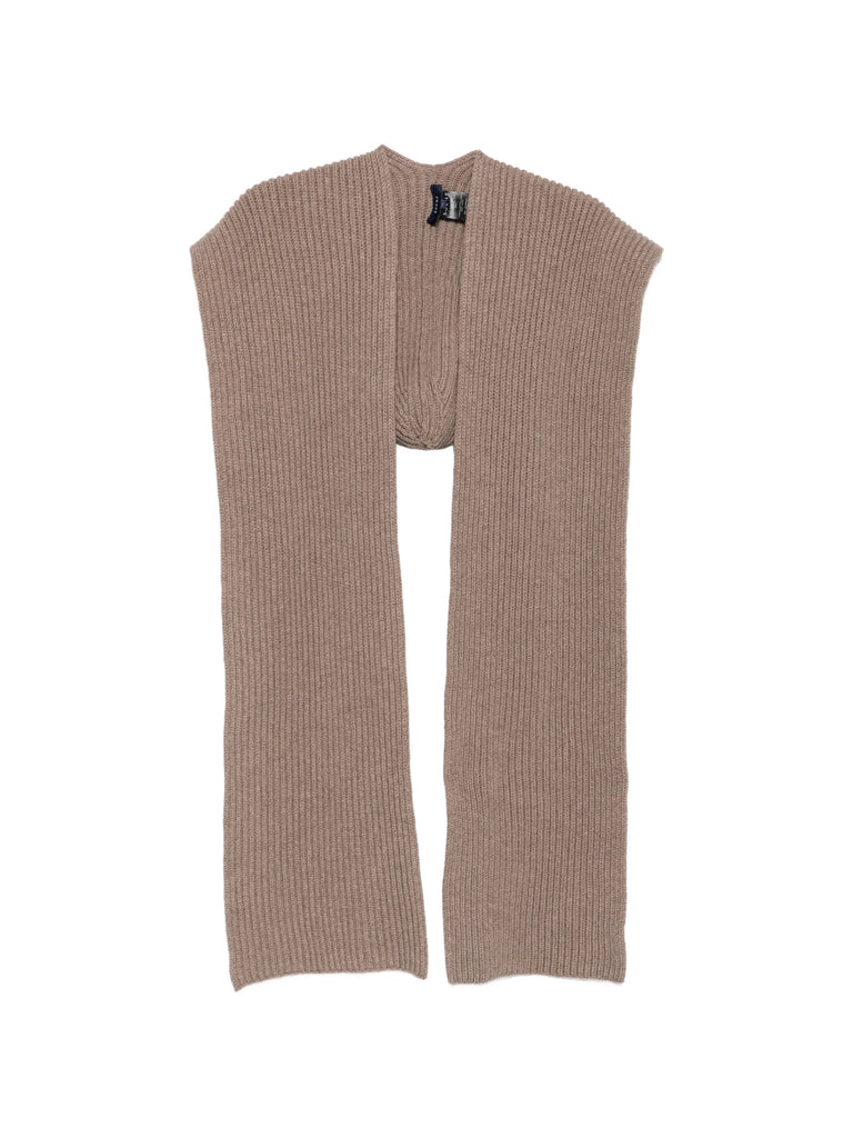 ribbed-knit hooded scarf