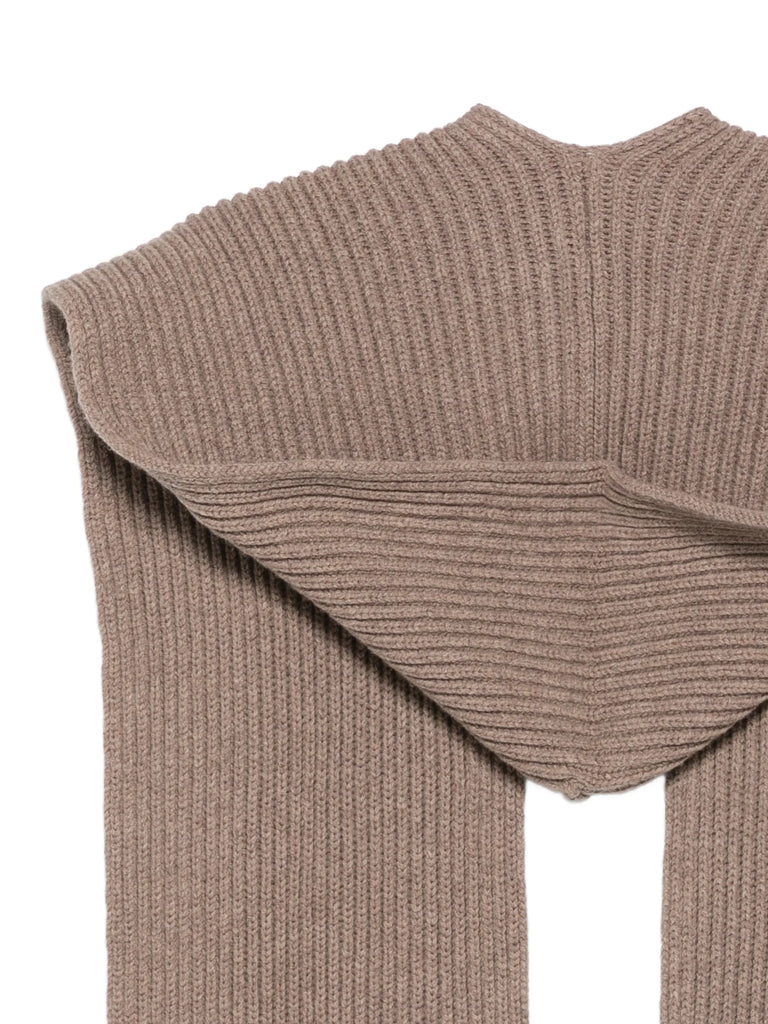 ribbed-knit hooded scarf