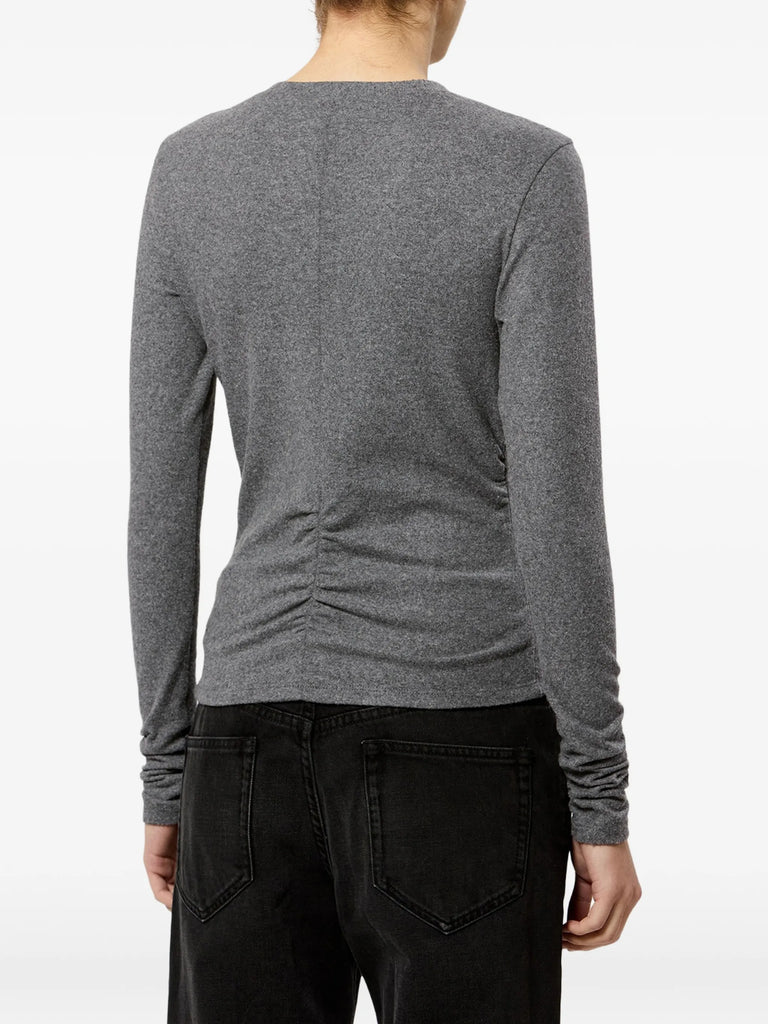 ruched long-sleeve top