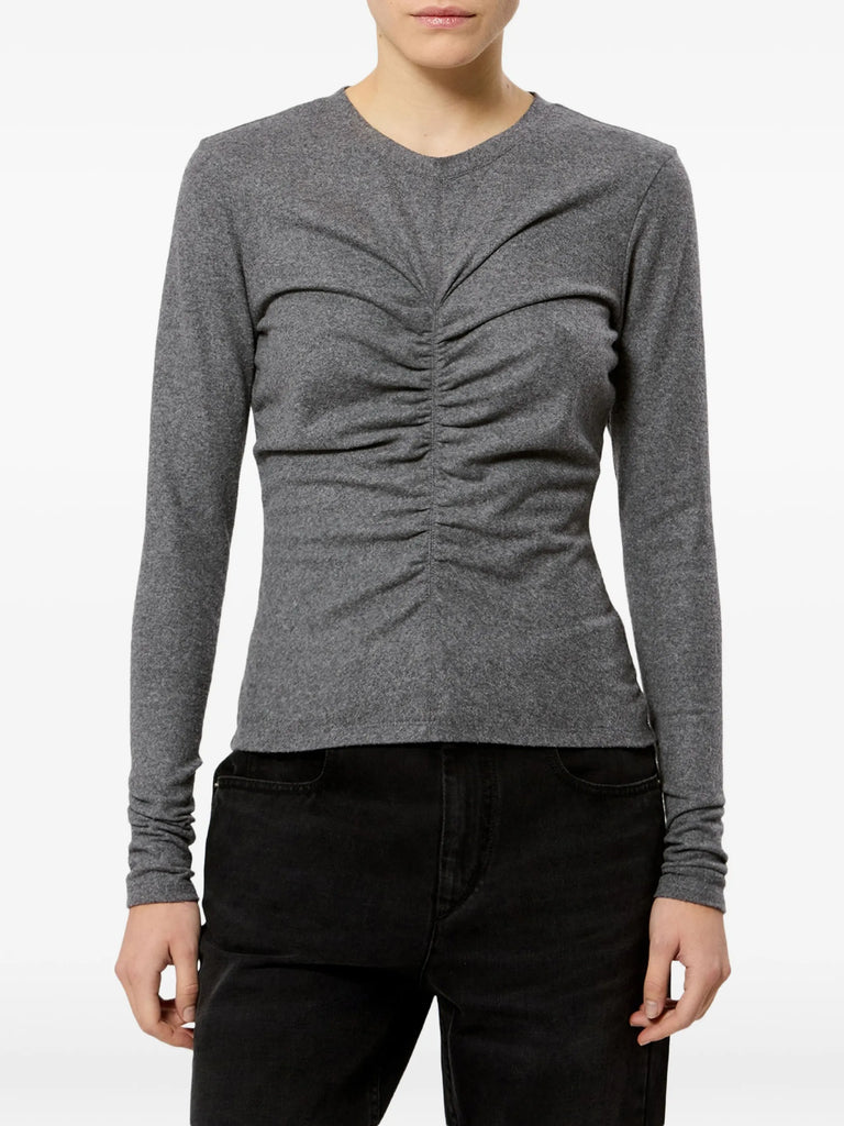 ruched long-sleeve top