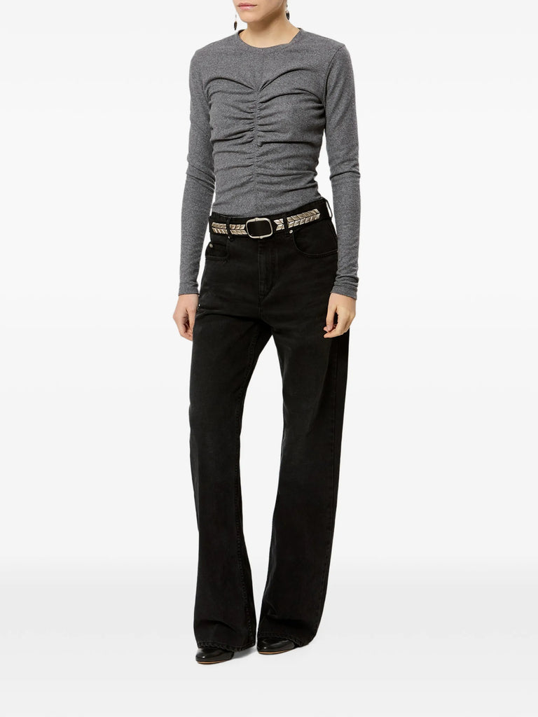 ruched long-sleeve top