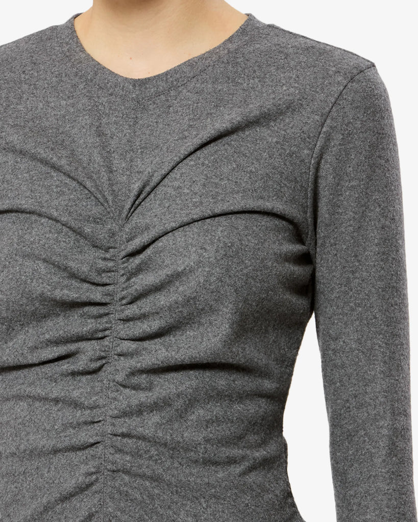 ruched long-sleeve top