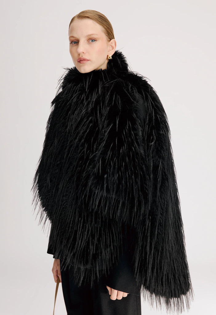 Zari faux-fur cape