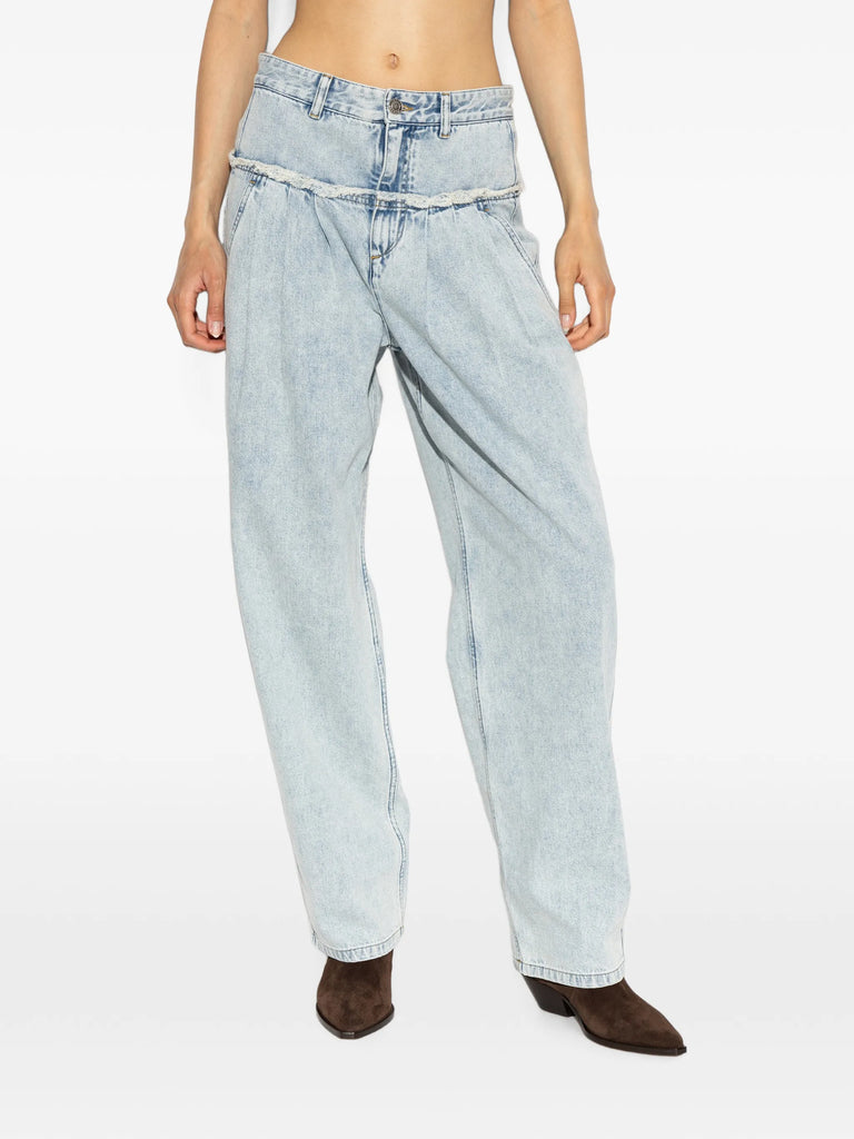 Iniza frayed-trim jeans