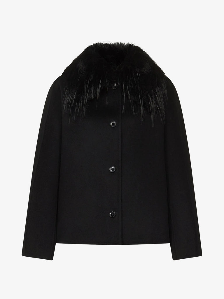 Rafe detachable faux-fur collar jacket