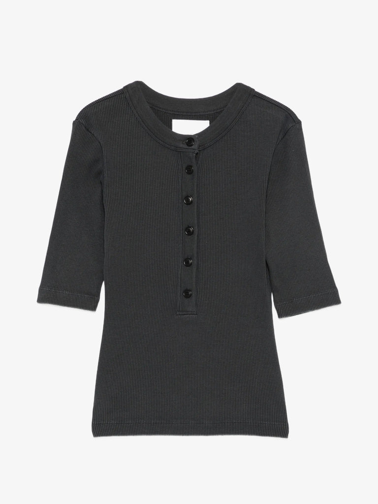 Nali Henley button-front ribbed top
