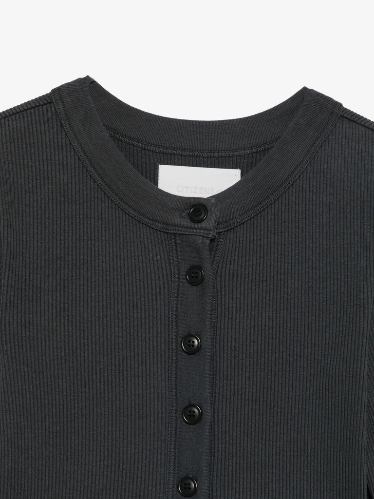 Nali Henley button-front ribbed top